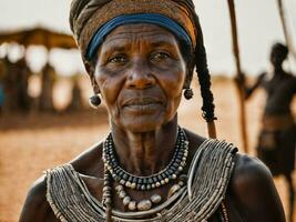 photo de africain vieux gens tribal guerriers avec armure, génératif ai