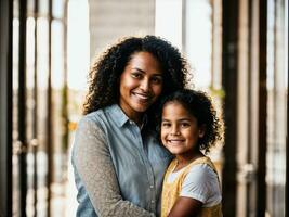 photo de content famille mère et fille, génératif ai