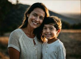 photo de content famille mère et fils, génératif ai