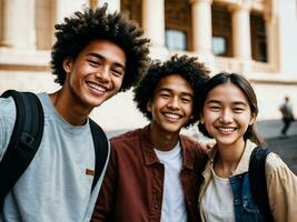 photo de groupe adolescent frais étudiant à université, génératif ai