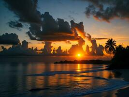 photo très magnifique le coucher du soleil vues tout plus de le côte de le mentawai îles Stock conception images