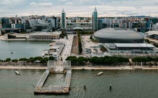 aérien vue de orienter train gare, dans parque das nacoes, Lisbonne le Portugal photo