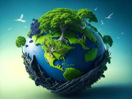 monde environnement et Terre journée concept avec globe, la nature éco amical environnement. photo