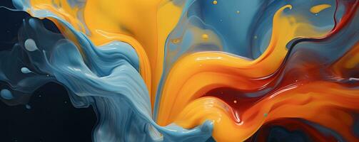 bleu et Orange liquide La peinture . ai généré photo