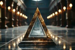 triangulaire prisme sur une tableau. prisme dans le forme de une pyramide. photo