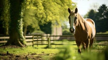 cheval ranch avec vert paysage photo