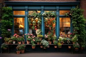 magnifique épanouissement fleurs dans fenêtre des boites. photo