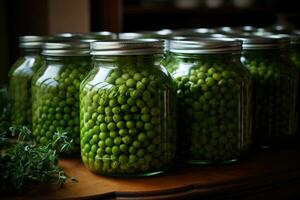 stérilisé pois dans une pot. génératif ai photo