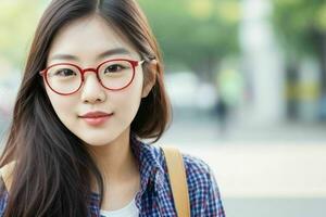 branché étudiant femme portant lunettes des lunettes photo