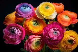 coloré renoncule dans une bouquet. persan renoncules bouquet de printemps fleurs. photo