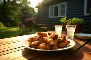 épicé fait maison buffle ailes. génératif ai photo