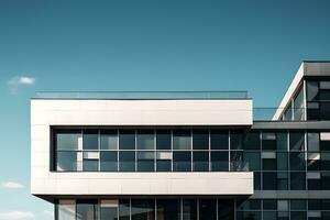 métal argent et noir moderne bâtiment en dessous de le bleu ciel photo