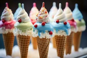 la glace crèmes avec coloré décorations photo