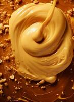 échantillon fermer Haut vue de caramélisé cacahuète beurre photo