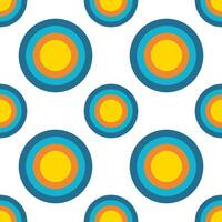 rétro cercle abstrait Contexte sans couture modèle. cercle multicolore années 1970. cercle Donut forme sur blanc arrière-plan, géométrique mignonne photo