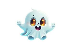 blanc fantôme sur une lumière Contexte kawaii graphique pour Halloween photo