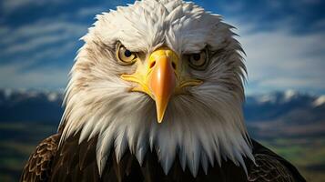 mature américain chauve aigle, portrait de faune, ai génératif photo