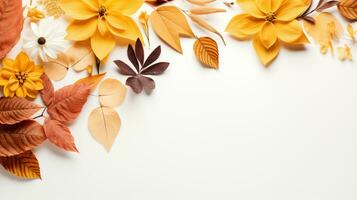 coloré l'automne Jaune et rouge feuilles isolé sur arrière-plan, copie espace, ai génératif photo