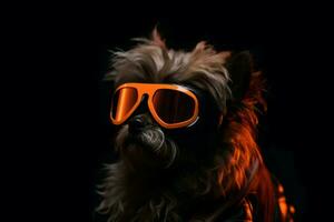 chien lunettes orange. produire ai photo