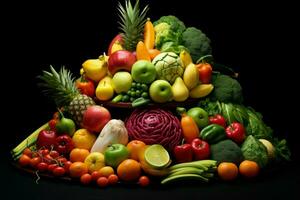 Naturel asiatique fruit marché des légumes. produire ai photo