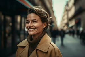 Paris souriant femme. produire ai photo