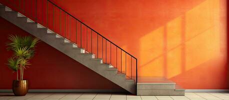 le Hôtel escalier avec mur toile de fond photo