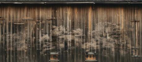 traditionnel Japonais méthode de bois préservation connu comme yakisugi crée une brûlé en bois planche bâtiment extérieur photo