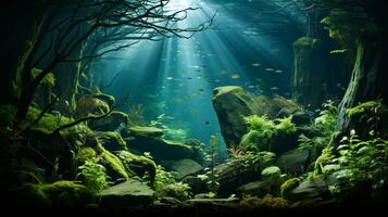 aquarium paysage Contexte ai photo