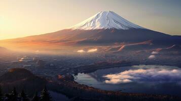 monter Fuji dans kawaguchiko Japon. Montagne Fuji. généreux ai photo