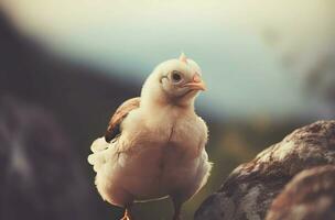 peu poulet fermer. produire ai photo