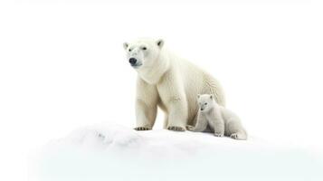 polaire ours avec lionceau isolé sur le blanc Contexte. génératif ai photo