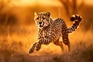 une guépard fonctionnement dans le sauvage. guépard. génératif ai photo