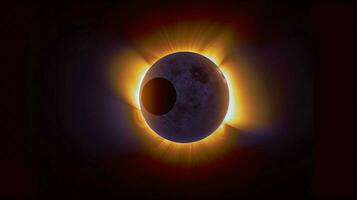 astronomique phénomène, solaire éclipse vue de komos. ai généré. photo