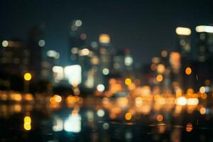 paysage urbain lumières tour dans fascinant bokeh sur une flou nuit ai généré photo