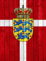 drapeau et manteau de bras de Danemark sur une texturé Contexte. concept collage. photo