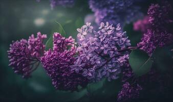 lilas fleurs dans une printemps jardin photo