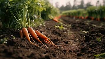 récolte Frais carottes de une ferme champ photo