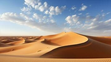 harmonisant dunes et lumière des nuages dans le désert. génératif ai photo
