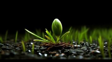 ai génératif petit plante germer croissance avec l'eau laissez tomber photo