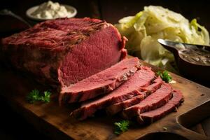 salé du boeuf est servi avec en purée patates. génératif ai photo