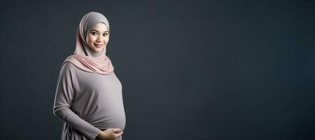 une malais Enceinte femme avec copie espace. grossesse concept. ai généré photo