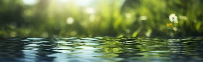 flou image de Naturel Contexte de l'eau et les plantes. génératif ai photo