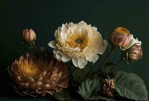 botanique fleur bannière pour salutation cartes et plus génératif ai photo