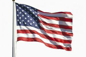 le drapeau de le uni États de Amérique isolé. solide blanc arrière-plan. ai génératif photo
