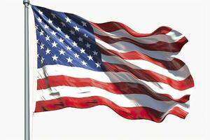 le drapeau de le uni États de Amérique isolé. solide blanc arrière-plan. ai génératif photo