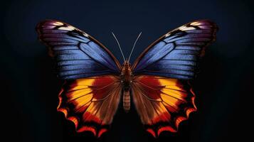 une magnifique papillon isolé sur une noir Contexte. papillon. génératif ai photo