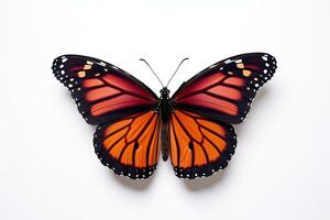 magnifique rouge monarque papillon isolé sur blanc Contexte. papillon. génératif ai photo