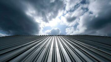 toit métal feuille avec une ciel avec des nuages. génératif ai photo