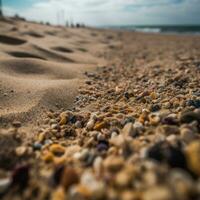 fermer de une granuleux sablonneux plage génératif ai photo