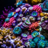 fermer de un sous-marin corail récif génératif ai photo